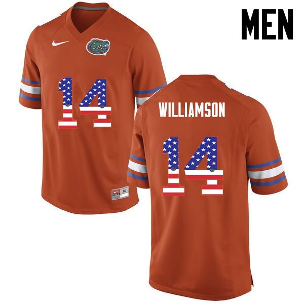 NCAA Florida Gators Chris Williamson Men's #14 USA Flag Fashion Nike Orange Stitched Authentic College Football Jersey TJY6664FH